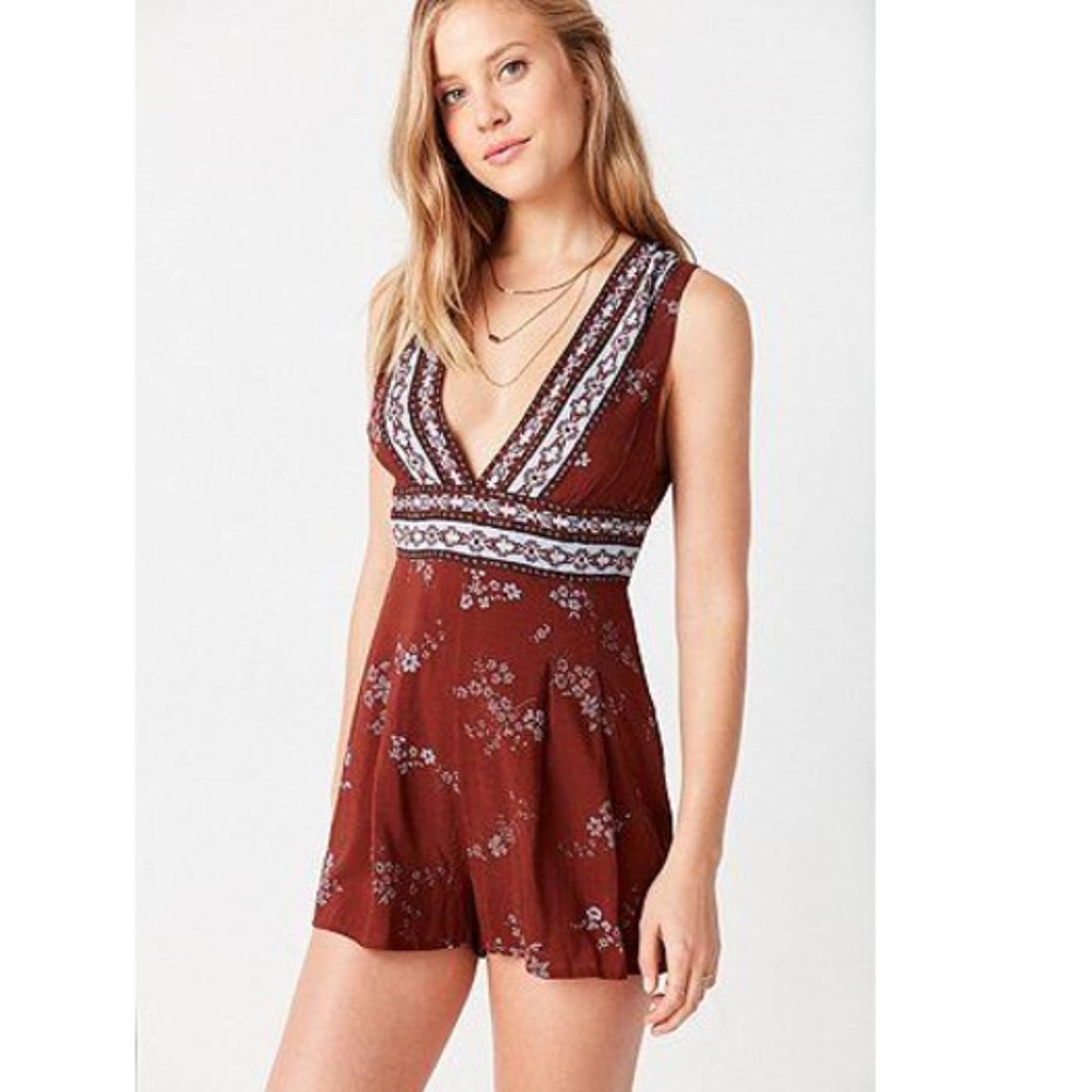 Ecote Taupe Paisley Playsuit Romper | Urban Outfitters